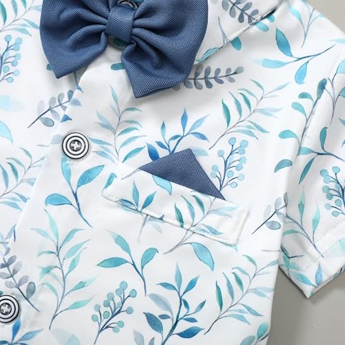 WESIDOM Baby Boy Clothes Suit 0-24M Infant Gentleman Wedding Outfit, Shirt+Bowtie+Beret+Suspender Pants Clothing Set - Image 2