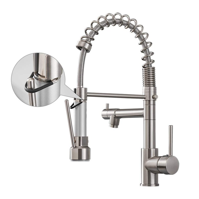 AIMADI Kitchen Faucet with Pull Down SprayerCommercial Single Handle High Arc Stainless Steel Brushed Nickel Kitchen Sink Faucet