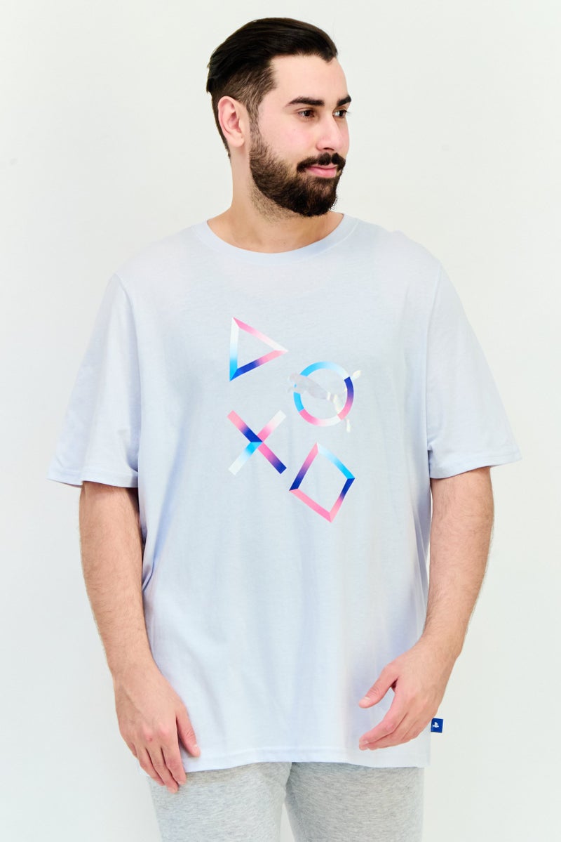 Puma x PlayStation Men Sportswear Fit Short Sleeves Outdoor T-Shirt, Light Grey - Image 1