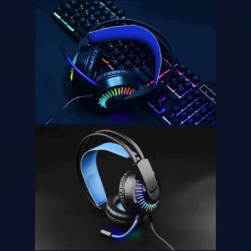 أوفلينج سماعة رأس سلكية 3.5 مم تعمل بالطاقة عبر USB للألعاب - صوت محيطي وإضاءة LED RGB مع ميكروفون عازل للضوضاء للحواسيب المحمولة وأجهزة PC وMac - Image 3