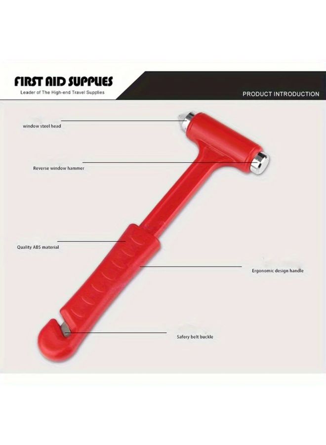 Emergency Car Safety Hammer Seatbelt Cutter And Window Breaker Firefighter Approved Red - Image 3