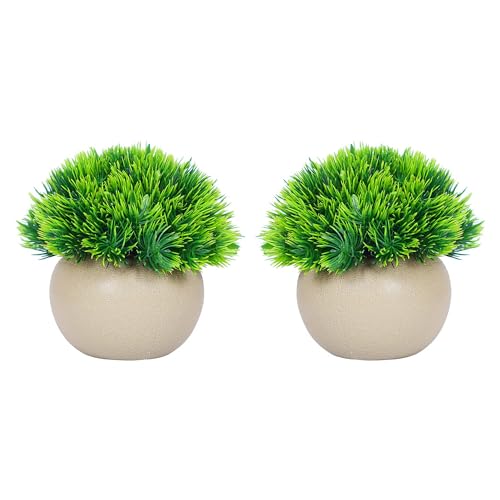 Dekorly Plastic Artificial Plant With Pot | Faux Plants For Home Office Decor | Artificial Green Plants For Desk Decoration | Bedroom Decor, Indoor Decor | Pack Of 2 - Image 2