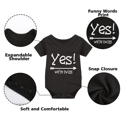 YSCULBUTOL Baby Twins Bodysuits Yes We are Twins No We are Identical Twins Bodysuit Boys Twins Clothes Baby Girls Set（black 0-3m） - Image 3