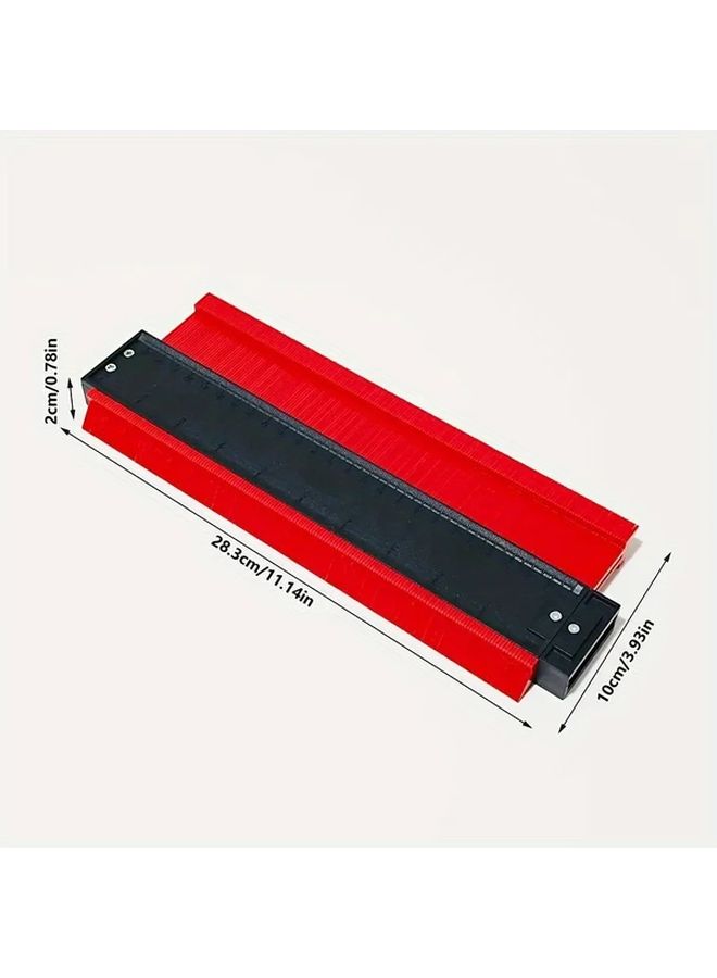 10 Inch Large Adjustable Contour Gauge With Precision Red Plastic Ruler Angle Measurement Feature For Woodworking And DIY Projects Irregular Shapes Includes Locking Mechanism - Image 2