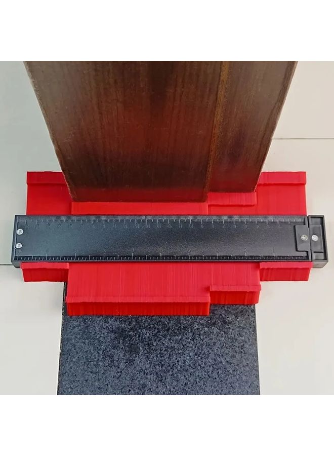 10 Inch Large Adjustable Contour Gauge With Precision Red Plastic Ruler Angle Measurement Feature For Woodworking And DIY Projects Irregular Shapes Includes Locking Mechanism - Image 1