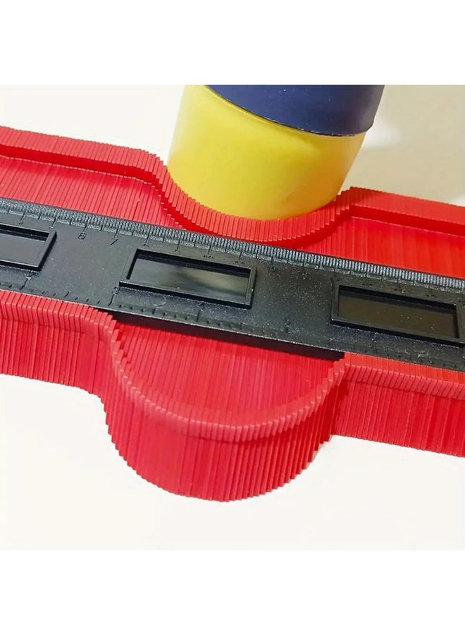 10 Inch Large Adjustable Contour Gauge With Precision Red Plastic Ruler Angle Measurement Feature For Woodworking And DIY Projects Irregular Shapes Includes Locking Mechanism - Image 3
