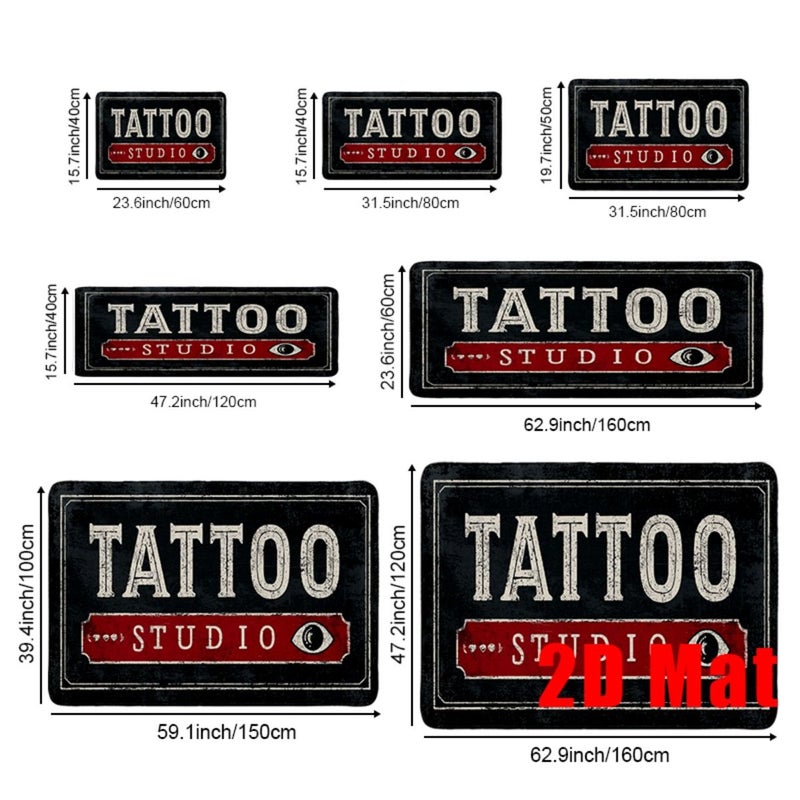 2D Flat Vintage Tattoo Studio Floor Mat 15.7x23.6 Inch Non Slip Thick Flannel Durable Machine Washable Indoor Outdoor Bathroom Living Room Decor - Image 4