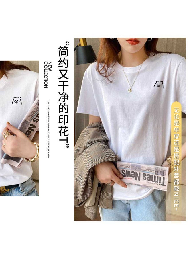 LANG SHA Women'S T-Shirt Short Sleeve Top Half Sleeve Printed Undershirt Single Piece - Image 4