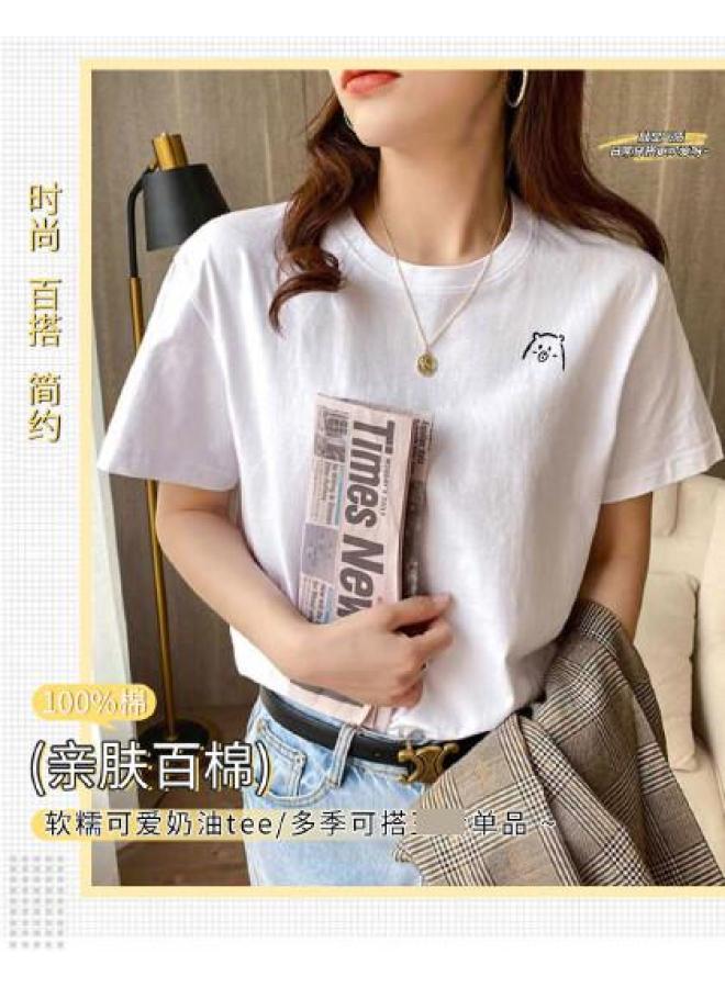 LANG SHA Women'S T-Shirt Short Sleeve Top Half Sleeve Printed Undershirt Single Piece - Image 1