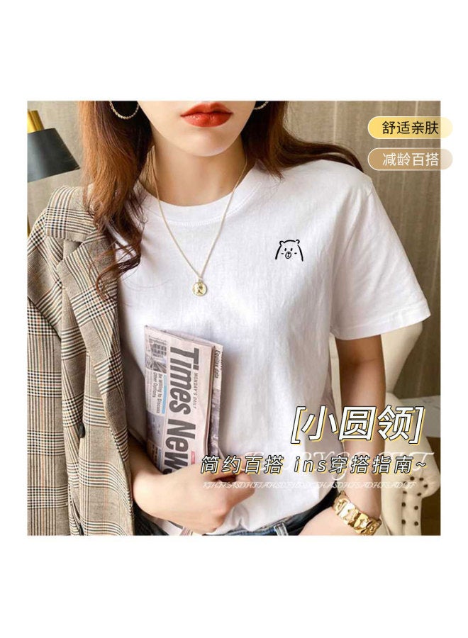 LANG SHA Women'S T-Shirt Short Sleeve Top Half Sleeve Printed Undershirt Single Piece - Image 5