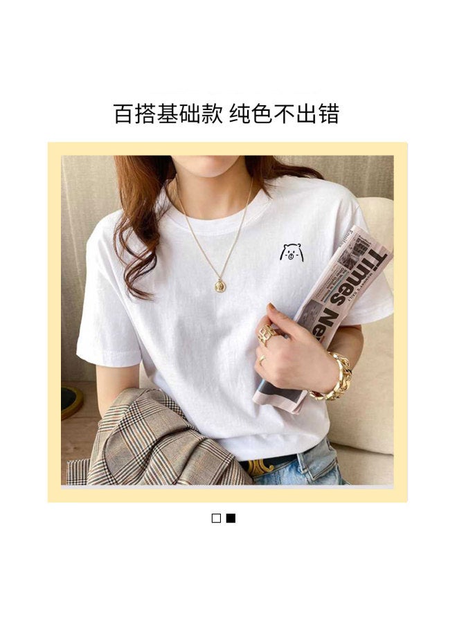 LANG SHA Women'S T-Shirt Short Sleeve Top Half Sleeve Printed Undershirt Single Piece - Image 3