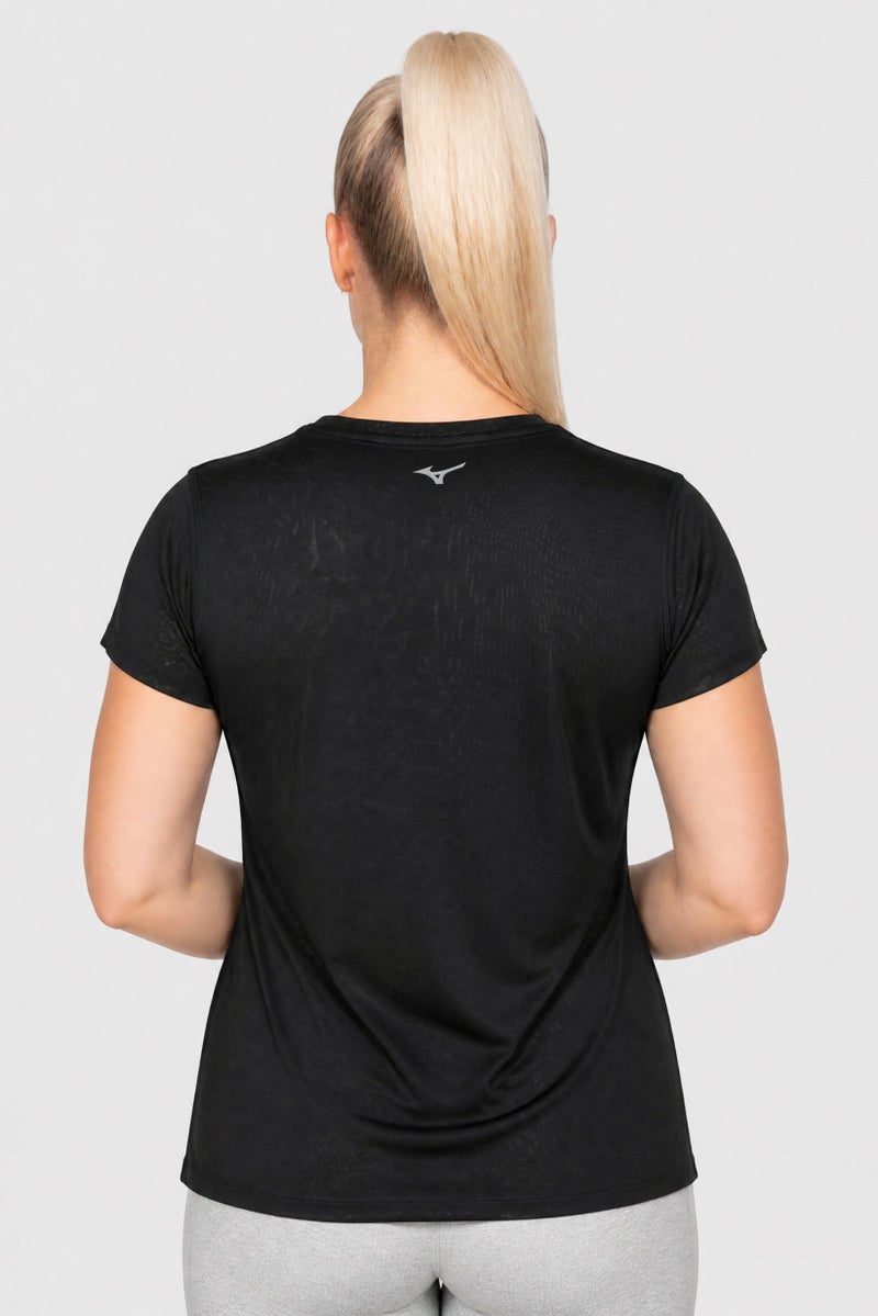 Mizuno Women  Sportswear Fit Short Sleeve Training T-Shirt, Black - Image 4
