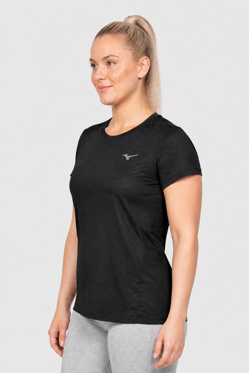 Mizuno Women  Sportswear Fit Short Sleeve Training T-Shirt, Black - Image 3