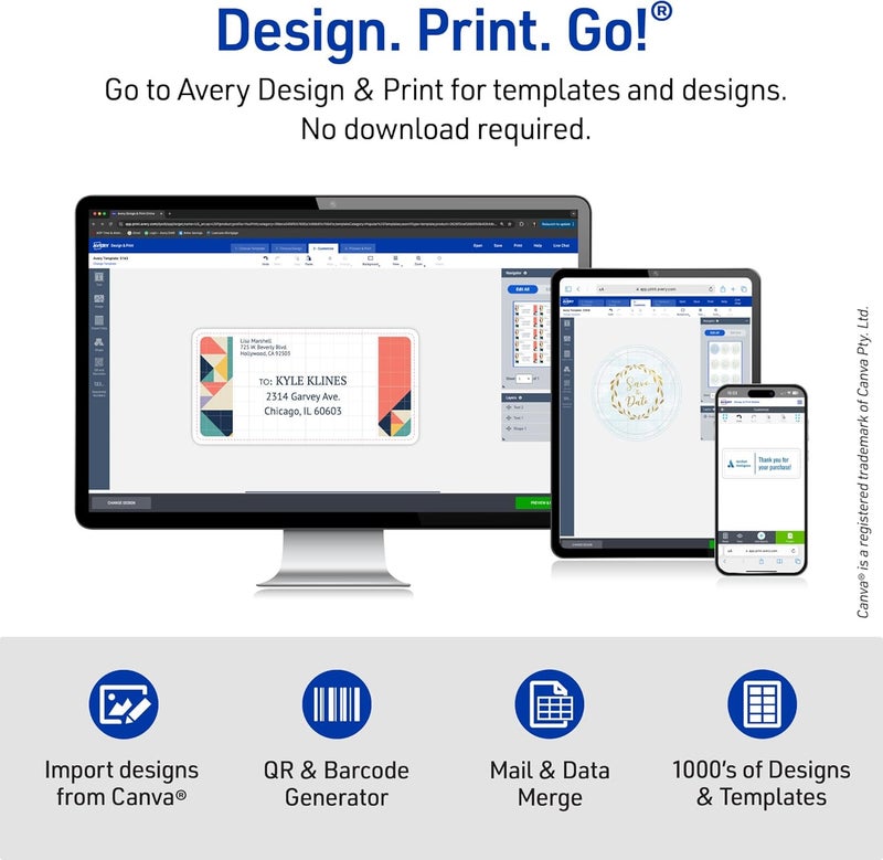 AVERY Matte Clear Address Labels, Sure Feed Technology, Inkjet, 1" x 2-5/8", 750 Labels, 5 Packs (8660) - Image 4