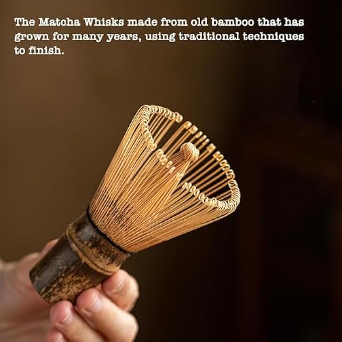 MostNow Matcha Tea Set7Pcs Matcha Kit For TeaTraditional Matcha Bowl With Bamboo Tea MatMatcha Whisk Ceramic Whisk Holder Towel Traditional Scoop Handmade Matcha Ceremony Kit Wood - Image 4