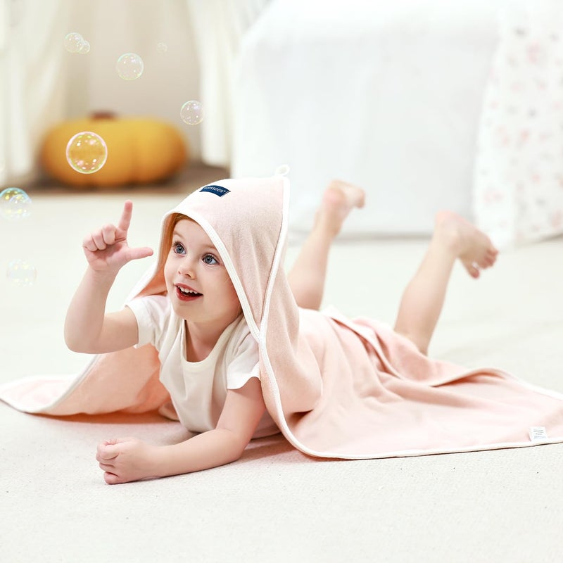 GRSSDER Baby Hooded Towel 2 Pack for Newborn, Super Soft Bath Towels with Original Design, Ultra Absorbent Knit Terry, Large Toddler Towels with Hood for Girls, Shower Gifts for Infant, 34"x 34" - Image 5