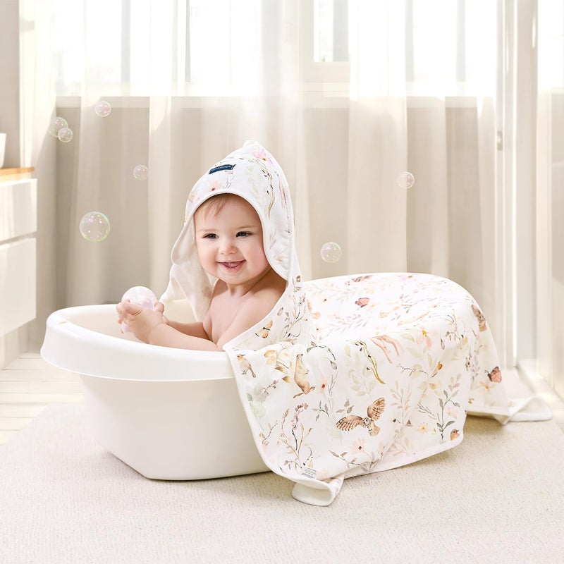 GRSSDER Baby Hooded Towel 2 Pack for Newborn, Super Soft Bath Towels with Original Design, Ultra Absorbent Knit Terry, Large Toddler Towels with Hood for Girls, Shower Gifts for Infant, 34"x 34" - Image 4