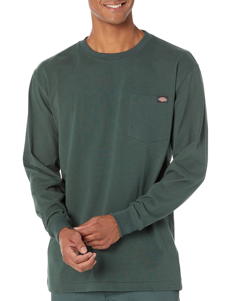 Dickies Mens BigTall Long Sleeve Heavyweight Crew Neck Hunter Green XXLargeTall