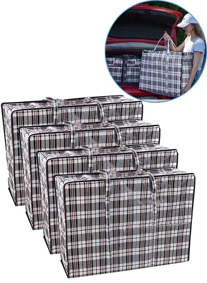 YIM-VIBEHAUS 4 Pack Storage Bags Extra Large Moving Bags, 120L Laundry Bag with Strong Zippers and Carrying Handles, Extra Large Heavy Duty Nylon Organizer Bags for Quilts Blankets Pillows Cloths, Moving, Traveling, 80 x 60 x 25cm - Image 1