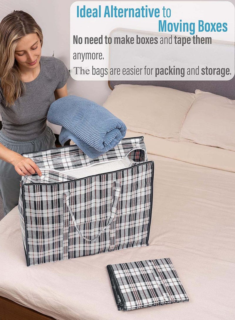 YIM-VIBEHAUS 4 Pack Storage Bags Extra Large Moving Bags, 120L Laundry Bag with Strong Zippers and Carrying Handles, Extra Large Heavy Duty Nylon Organizer Bags for Quilts Blankets Pillows Cloths, Moving, Traveling, 80 x 60 x 25cm - Image 5