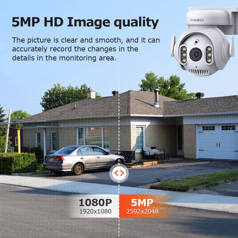 INQMEGA 5MP TUYA Smart Camera,Security Home Surveillance Camera with 2.4G WiFi,2-Way Audio, Full Color Night Vision, Waterproof, Motion Detection, Spotlight & Siren - Image 2
