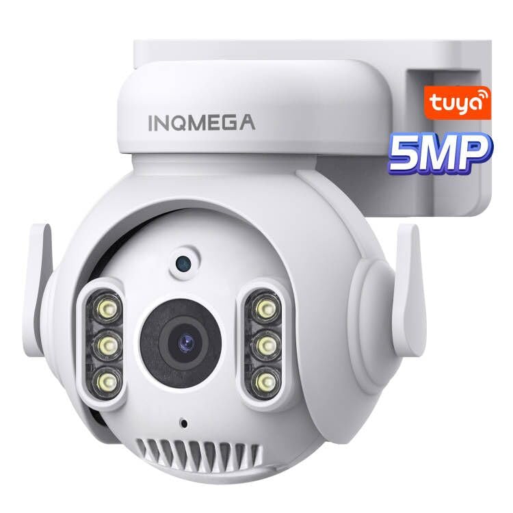INQMEGA 5MP TUYA Smart Camera,Security Home Surveillance Camera with 2.4G WiFi,2-Way Audio, Full Color Night Vision, Waterproof, Motion Detection, Spotlight & Siren - Image 1