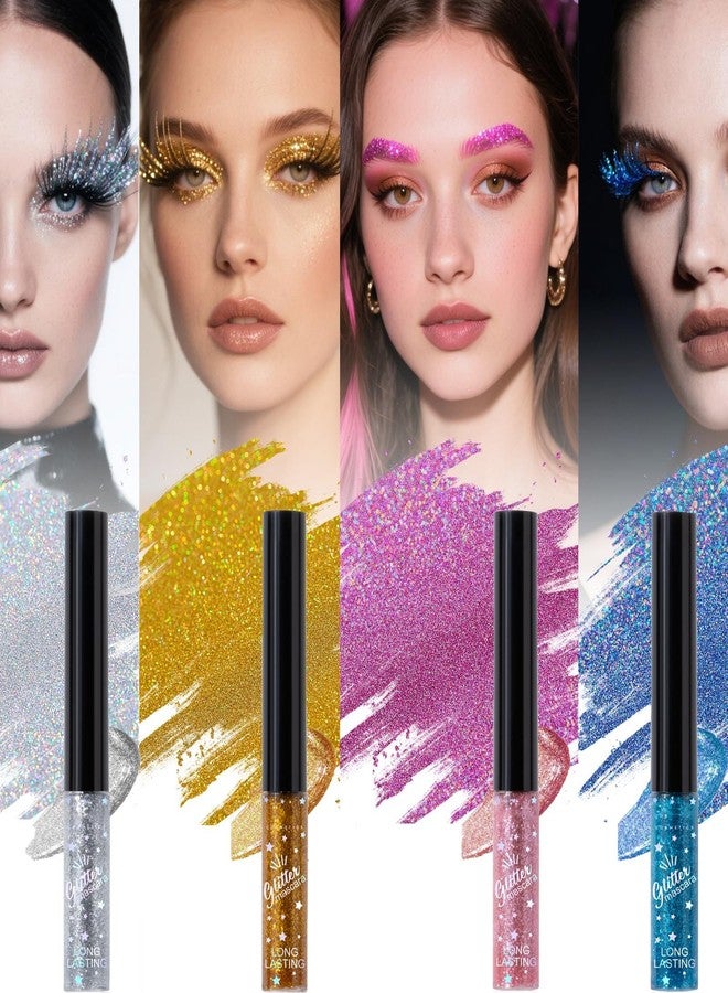 KTouler Glitter Mascara Volume and Length,Waterproof Sparkle Mascara for Eyelashes,Voluminous Curl,Anti-Sweat,No Blooming Colored Charming Long Lasting for Eyelash Eye Makeup - Image 2