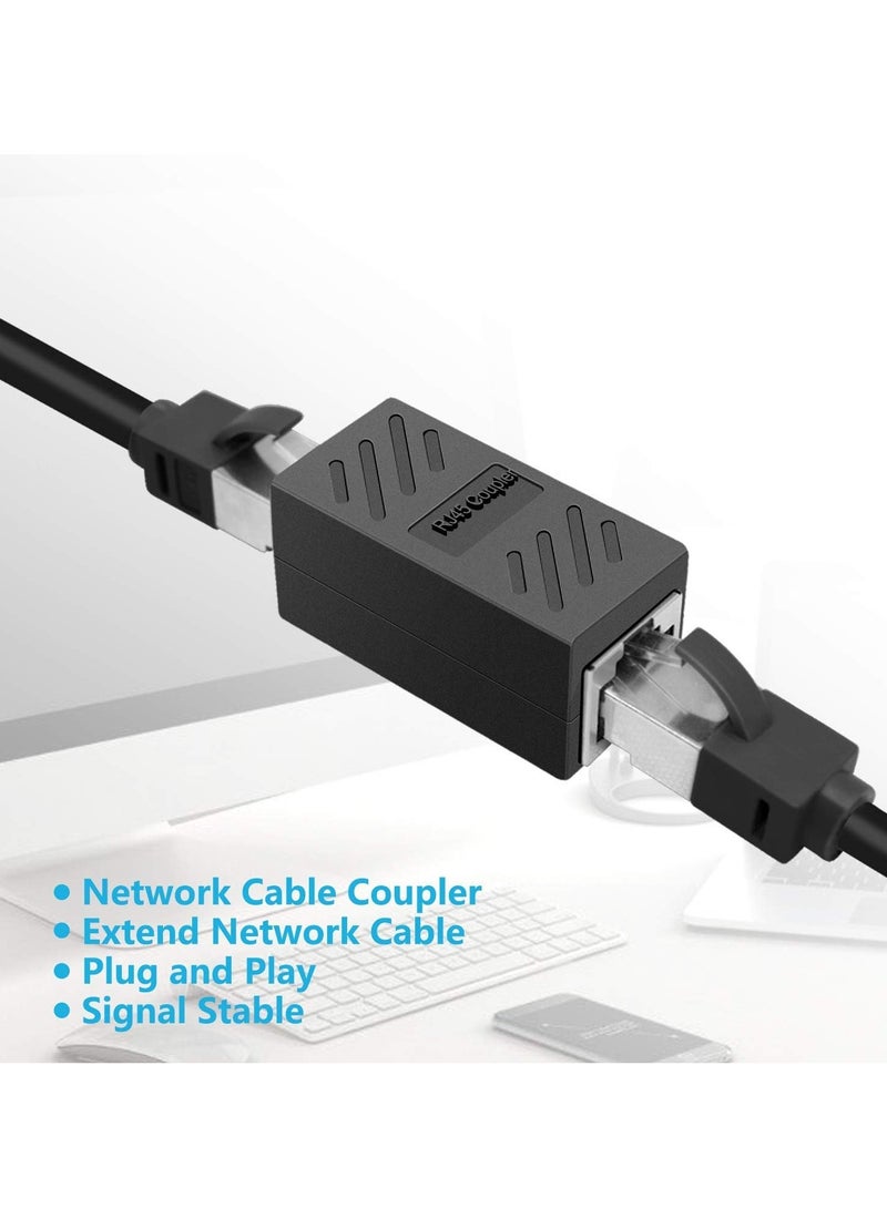 RJ45 Coupler, 10 Pack in Line Coupler Cat7/ Cat6/ Cat5e Ethernet Cable Extender Adapter Female to Female, Network Cable Coupler Female to Female (Black) - Image 2