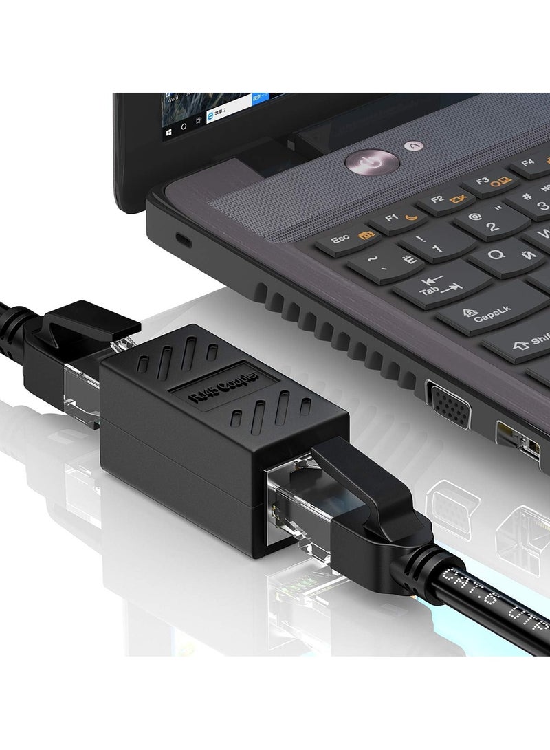 RJ45 Coupler, 10 Pack in Line Coupler Cat7/ Cat6/ Cat5e Ethernet Cable Extender Adapter Female to Female, Network Cable Coupler Female to Female (Black) - Image 4