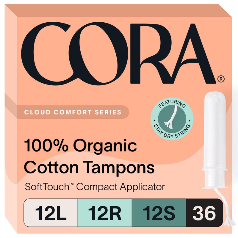 Cora Organic Tampons Multipack 12 Light 12 Regular 12 Super Tampons