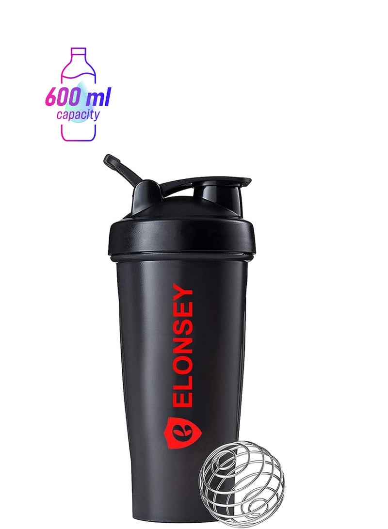 Zaboon زجاجة هز 100% خالية من BPA مقاومة للتسرب زجاجة مياه رياضية للفيتنس والمكملات الغذائية زجاجة خلط غير قابلة للانزلاق 600 مل (زجاجة هز) - Image 1