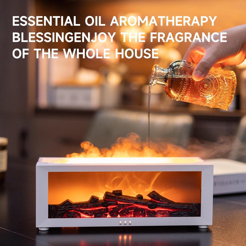 TMEHM Fireplace Flame Air Diffuser Humidifier,7 Colors Aromatherapy Essential Oil Diffuser,Ultrasonic Aroma Humidifier with Timer for Home,Bedroom,Office,Yoga (WhiteA, L) - Image 4