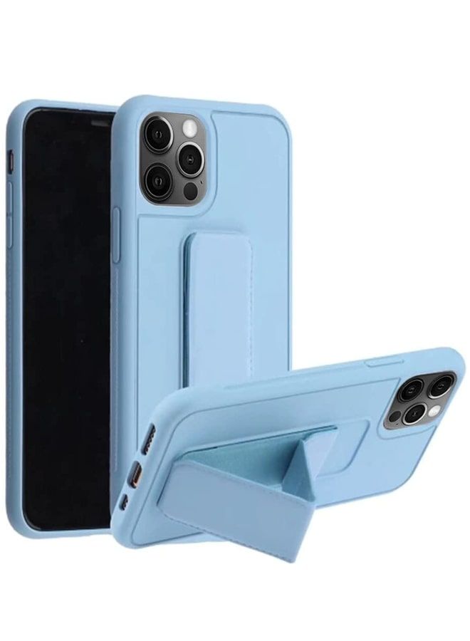 Zolo Finger Grip Holder and standing cover with Car Magnetic Multi-function Shockproof Protective Case Cover For iphone 13 Pro Light Blue - Image 1