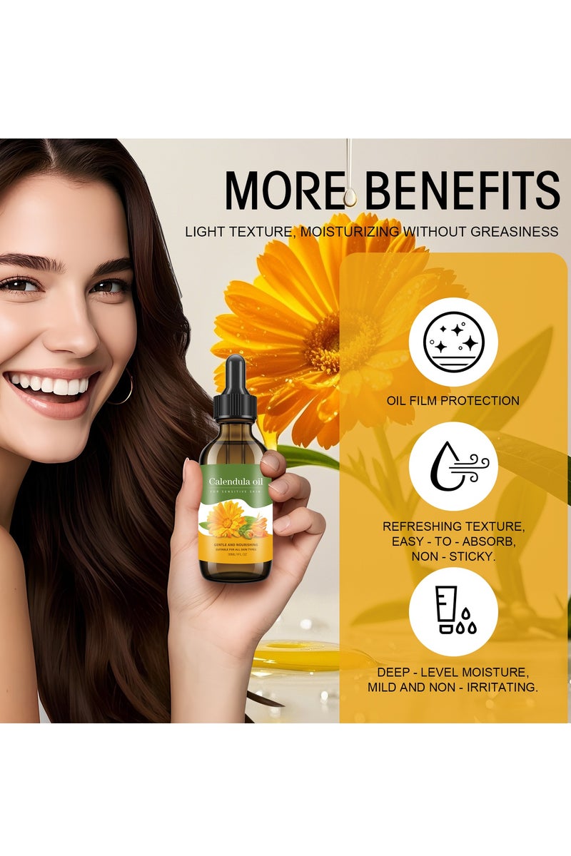 سيلركسي زيت العناية بالبشرة كالندولا 30 مل - زيت كالندولا العضوي للبشرة الحساسة مع جوهر رطوبة عميقة ومهدئة - استهداف العضلات الحساسة مع مستخلص كالندولا الطبيعي - صيغة غير دهنية لجميع أنواع البشرة - Image 3