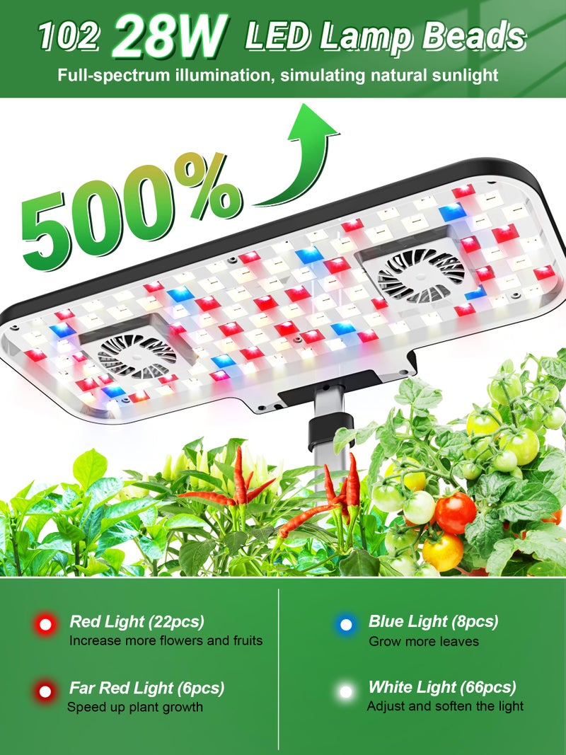 growell Hydroponics Growing System Kit, 17 Pods Herb Garden with 102 28W Full-Spectrum Grow Lights & 2 Fans, Indoor Garden with Water Pump, 10L Water Tank, Auto Timer, Height Adjustable (Black & White) - Image 2