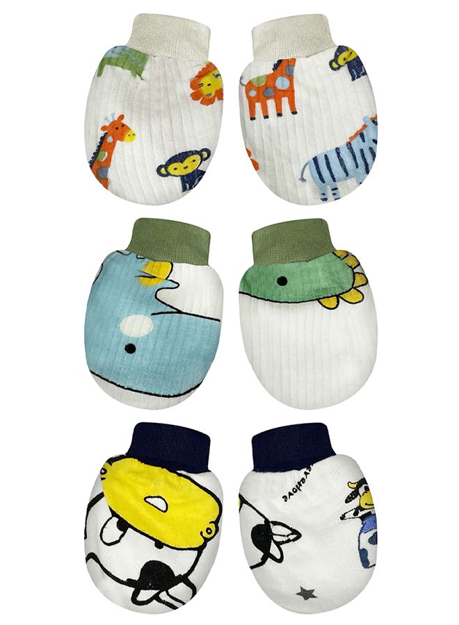 MARGOUN 3 عبوات قفازات حديثي الولادة مضادة للخدش قفازات للأطفال بدون خدش قفازات للأطفال من 0-6 أشهر للأولاد والبنات متعددة الألوان - Image 2