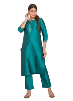 ريارا كورتي نسائي مع بنطلون طقم 3/4 كم كورتا بانت طقم حرير فني (تفتا عادي) مقاس L  - Image 2