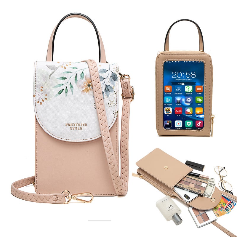 Touch Screen Mobile Phone Bag 2021 New Korean Style Pu Leather Printed Small Bag Large Capacity Women'S Shoulder Messenger Bag - Image 2