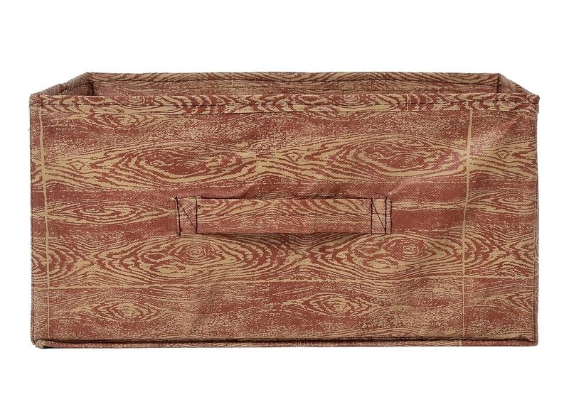 Kuber Industries Kuber Industries Wooden Design Non-Woven Rectangular Flodable Cloth Storage Box/Drawer- Pack of 6 (Maroon Brown)-44KM0595  - Image 3