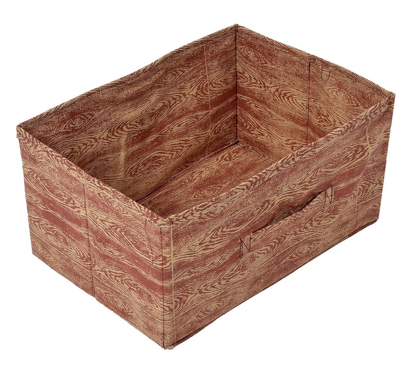 Kuber Industries Kuber Industries Wooden Design Non-Woven Rectangular Flodable Cloth Storage Box/Drawer- Pack of 6 (Maroon Brown)-44KM0595  - Image 4
