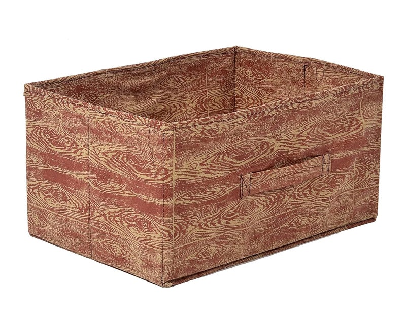Kuber Industries Kuber Industries Wooden Design Non-Woven Rectangular Flodable Cloth Storage Box/Drawer- Pack of 6 (Maroon Brown)-44KM0595  - Image 2