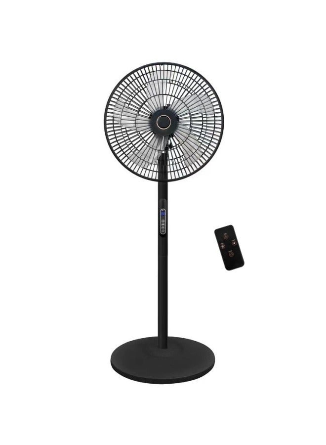 مروحة حامل مع جهاز تحكم عن بعد ، 16 بوصة ، 8 مستويات سرعة ، 5 شفرات أوراق مع مؤقت9 ساعات ، الأفضل للمنزل والمكتب أسود - Image 1
