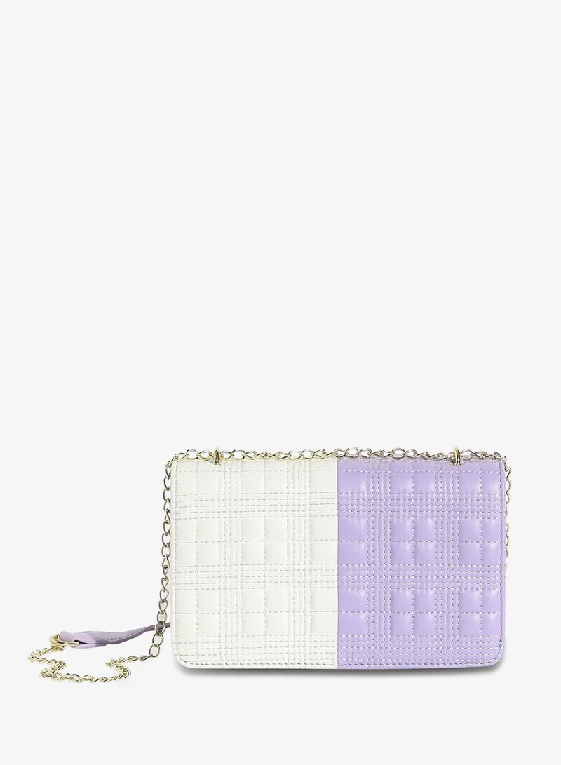Haute Sauce Contrast Quilted Sling Bag - White & Lilac