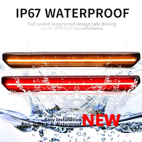 Jinfili Side Marker Fender Lights accessories Compatible with GM’C Sierra 2020-2024 2500 HD 3500 HD LED Strip Truck Pickup Amber Front & Amber Rear Fender Light Smoked Lens 4 Pcs - Image 5