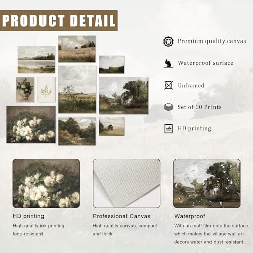 uniro Vintage Wall Art Decor Prints Farmhouse Wall Decor Vintage French Country Canvas Wall Art Prints Nature Landscape Flower Botanical Painting Poster Rustic Cottagecore Decor Retro Aesthetic - Image 3