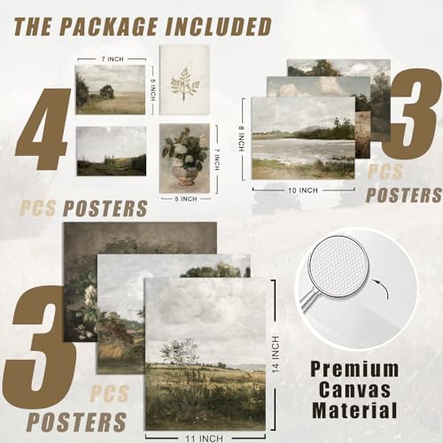 uniro Vintage Wall Art Decor Prints Farmhouse Wall Decor Vintage French Country Canvas Wall Art Prints Nature Landscape Flower Botanical Painting Poster Rustic Cottagecore Decor Retro Aesthetic - Image 2