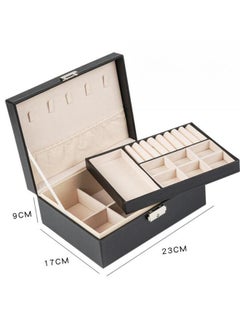 WAOKN Layer Lockable Jewelry Box,Jewelry Box Organizer For Women Girls,Double Layer Jewelry Storage Case Display Earrings Bracelets Rings Necklaces,Pu Leather Large Jewelry Organizer Storage Case With Lock  - Image 5