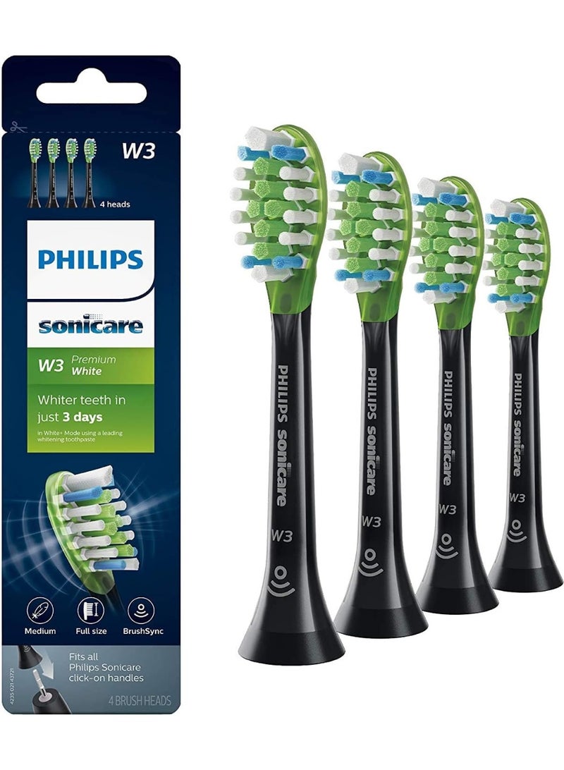 Philips Sonicare W3 Premium White Replacement Toothbrush Heads, 4 Count, Black, HX9064/95 - Image 1