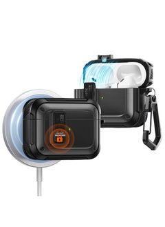 Suitable For Airpodspro2 Headphone Case For Apple Pro2 Generation Protective Case 4 Generation Bluetooth Case Airpods4 Protective Case-Color:Metallic Black (with Magnetic Suction On The Back)-Applicable Model:Airpods Pro/pro2 Generation
