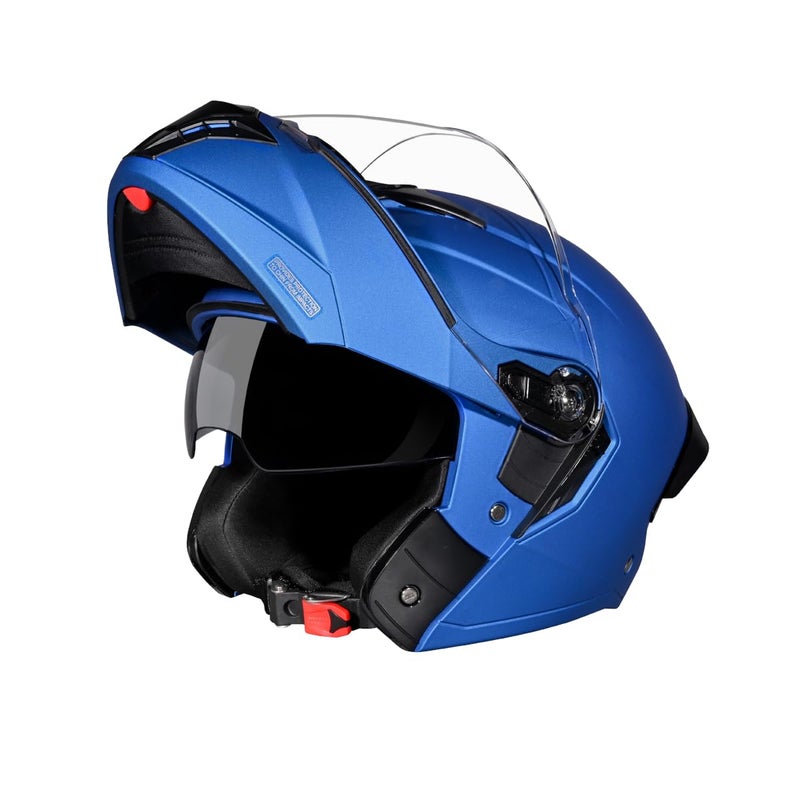 STUDDS Trooper ISI and DOT Certified Matt Finish Flip-up Full Face Helmet for Men and Women with Inner Sun Visor (Matt Blue L) - Image 5